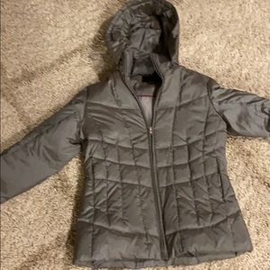 Silver puffer coat